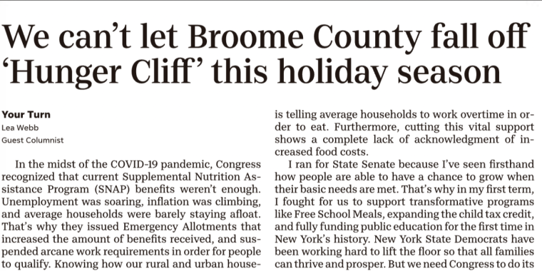 We can't let Broome County fall off the "Hunger Cliff" this holiday season