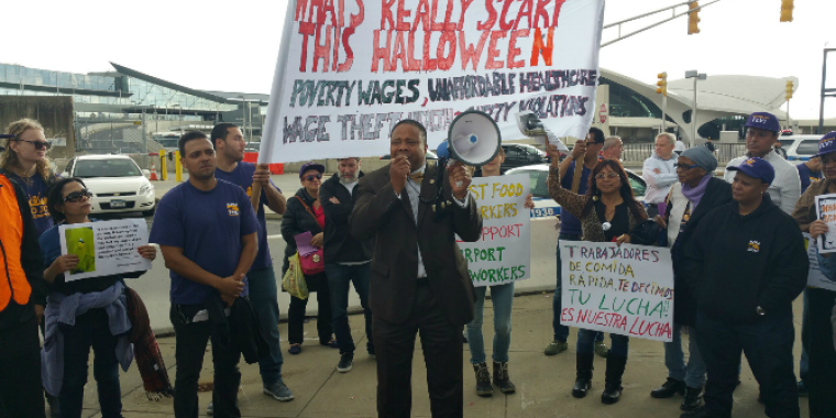 Senator Jesse Hamilton joins 32BJ SEIU workers at rally for fair wages and benefits