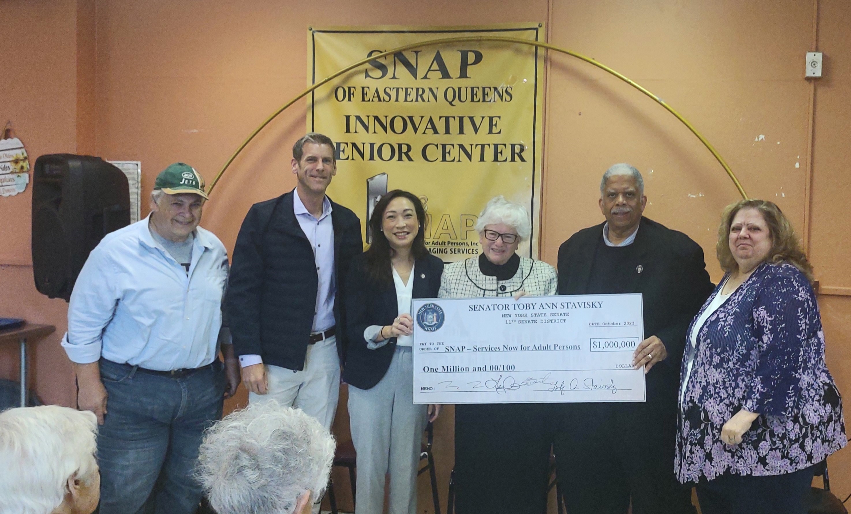 Senator Toby Ann Stavisky, Senator Leroy Comrie, Councilwoman Linda Lee and  Assemblymember Edward Braunstein Announce $1 Million for SNAP Senior Center  Renovations