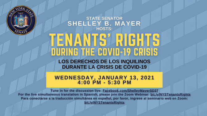 Jan 13th Tenants Rights During The Covid 19 Crisis Los Derechos De Los Inquilinos Durante La Crisis De Covid 19 Ny State Senate