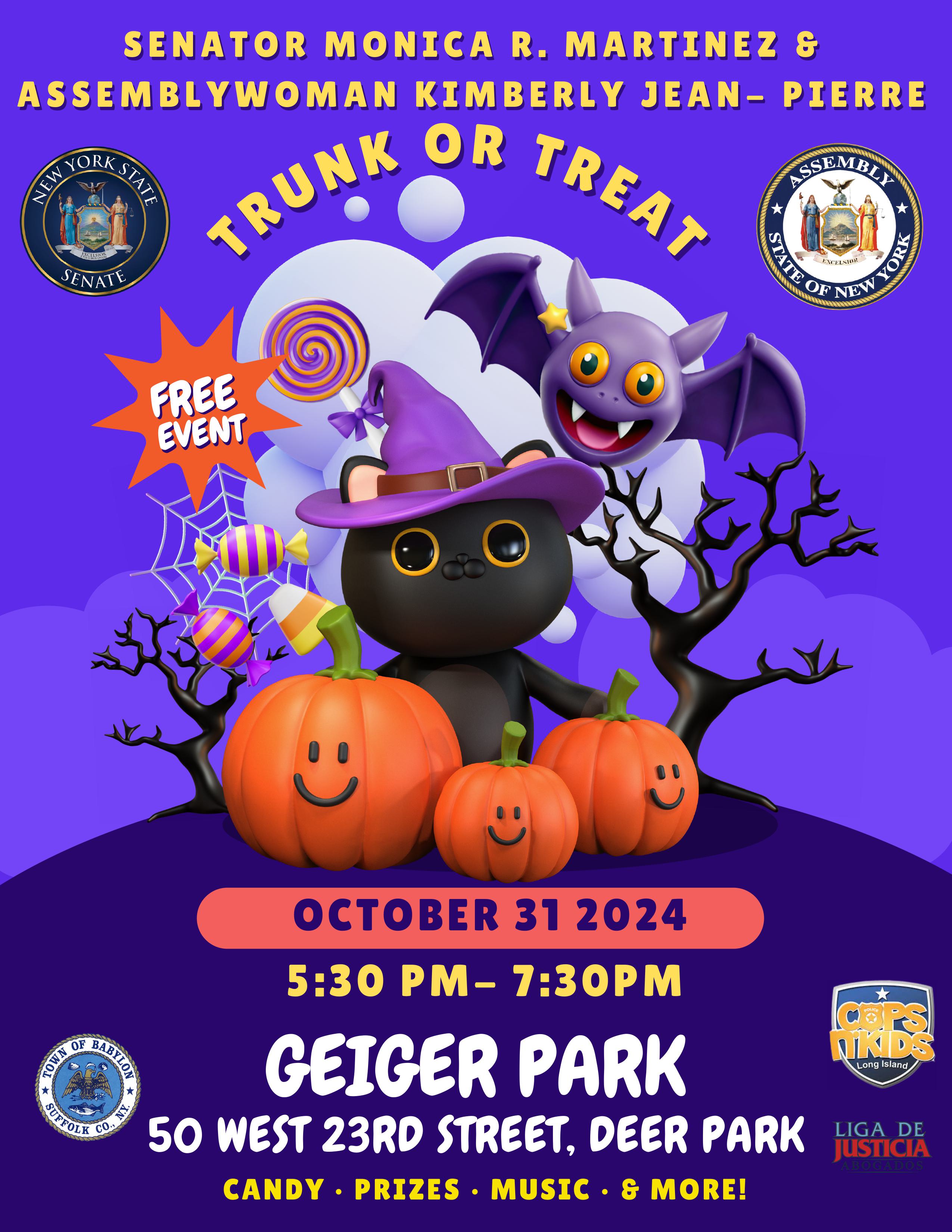 Image of 2024 Trunk or Treat Flyer.  Listed is Event Details