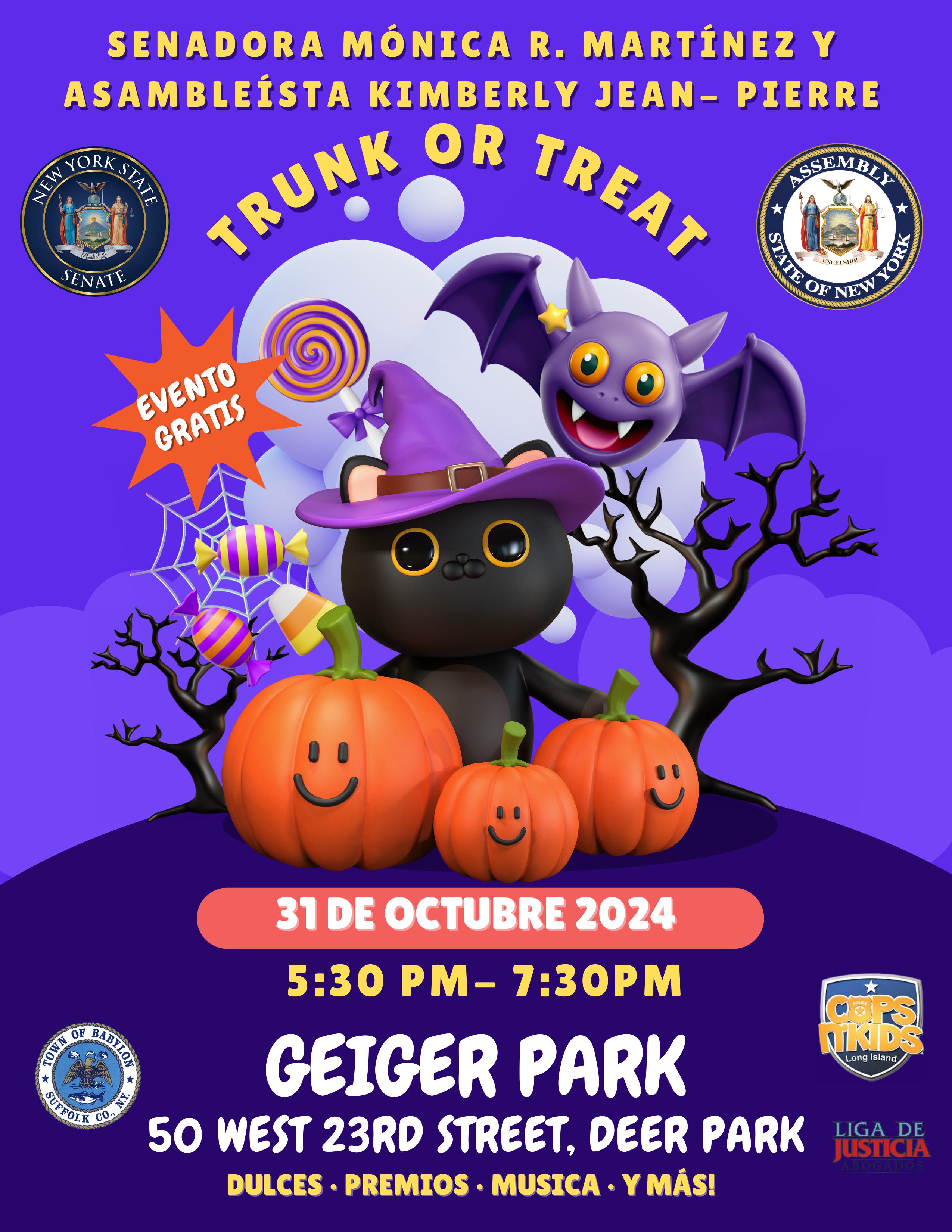 Image of flyer announcing Senator Martinez's Trunk or Treat event.