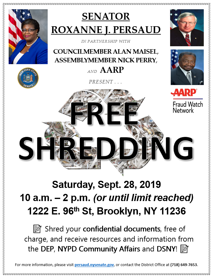 Free Shredding Event in Senate District 19 NY State Senate