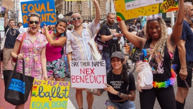 Protestors on the street in support of the Equal Rights Amendment.