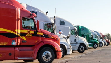 semi trucks lined up