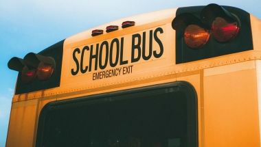 Photo of the back of a school bus.