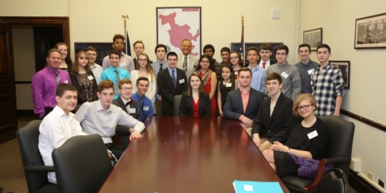 Senator Bonacic is pictured with students from the Warwick High School Youth in Government Club.