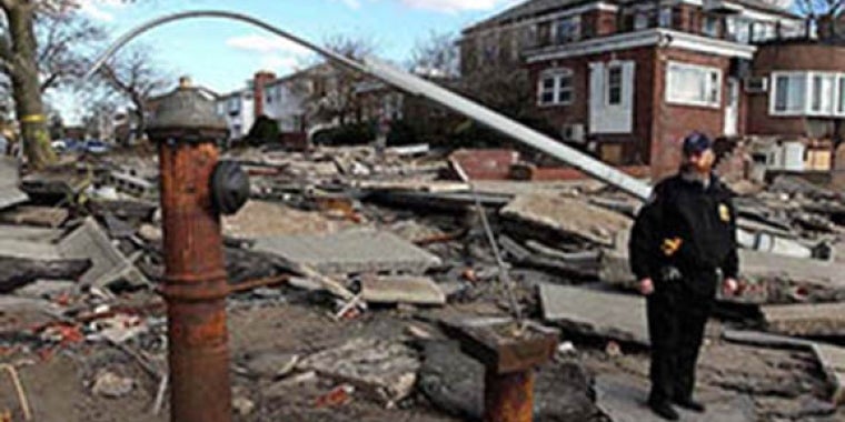 President of the homeowners association Pinny Dembitzer surveys the Sea Gate neighborhood on November 4, 2012. The community suffered major flooding and damage