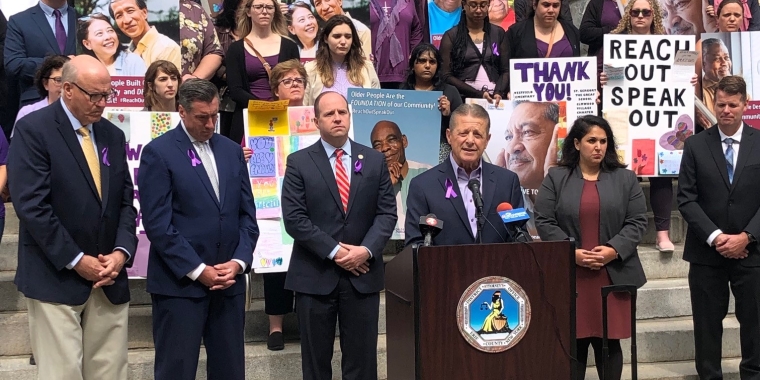 Senator Gallivan speaks at Erie County's Elder Abuse Awareness Rally.