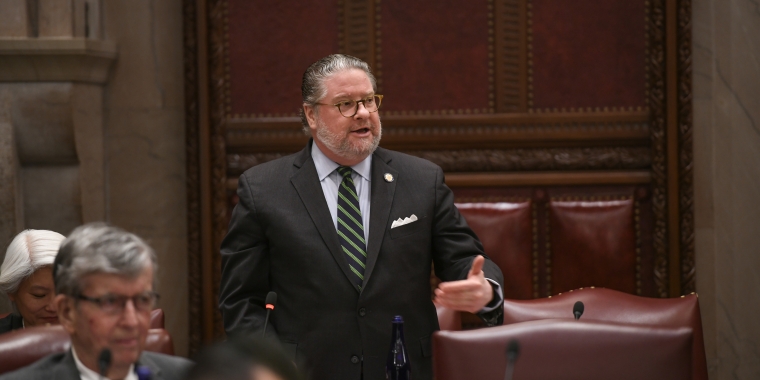 Sen. Harckham speaking on the floor of the Senate