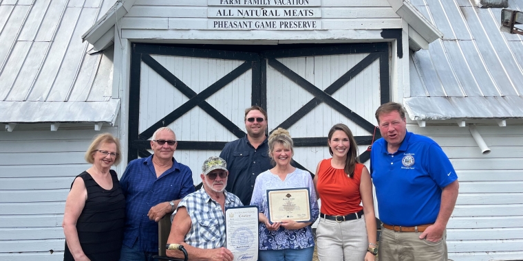 Pictured from left to right – Charlene Hull, John Hull, Frank Hull, Jared Hull, Sherry Hull, Senator Michelle Hinchey, Assemblyman Chris Tague.