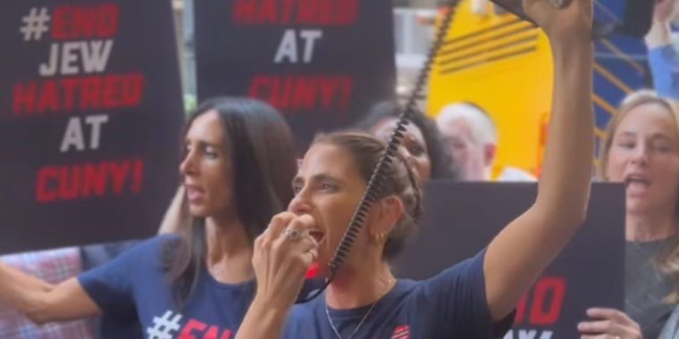 Activist Lizzy Savetsky at the End Jew Hatred protest at CUNY. September 12th, 2023. Activist Lizzy Savetsky at the End Jew Hatred protest at CUNY. September 12th, 2023.