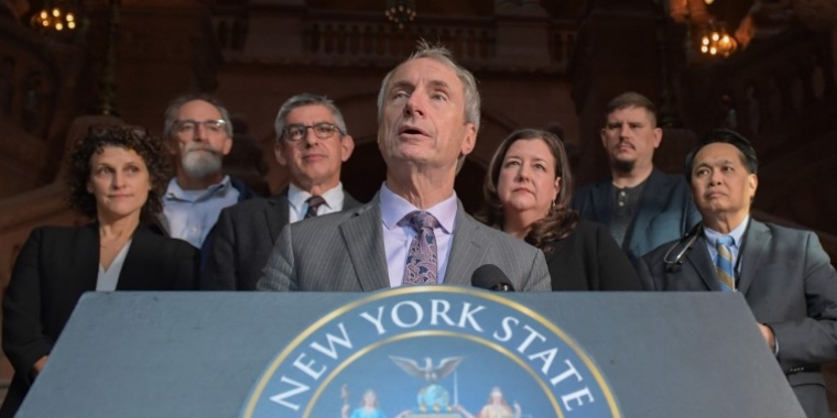 Senator Sean Ryan speaks at an Albany press conference about banning noncompete agreements