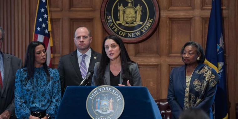 New York State Senator Jessica Scarcella-Spanton speaks on the floor in Albany.