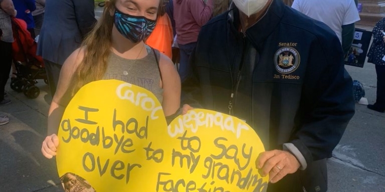 From a rally at the Capitol in fall 2020 when I first called for an independent investigation into the nursing home deaths