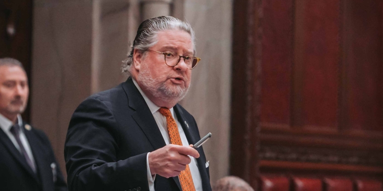 State Senator Pete Harckham speaking on the floor of the Senate