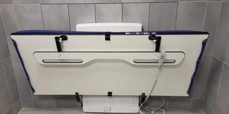 The new adult changing station at Warners Service Area on the Thruway west of Syracuse.