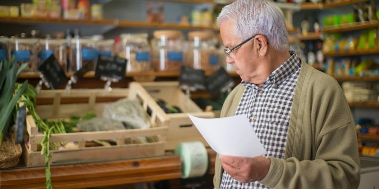 Senator Borrello Introduces Bill to Require Grocery Stores to Automatically Apply Digital Coupons for Senior Citizens and Loyalty Rewards Members older man in grocery store