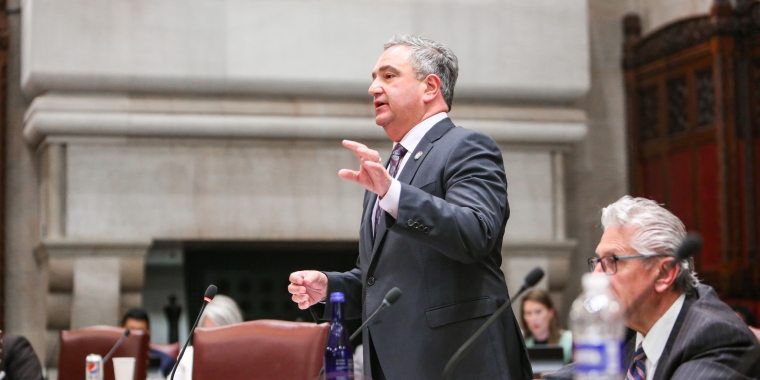 Senator Borrello speaking in the Senate chamber