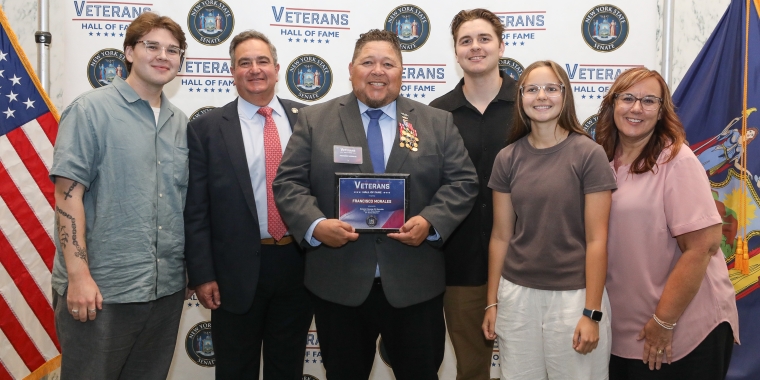 Photo of Senator Borrello and Veterans Hall of Fame Inductee Frank Morales