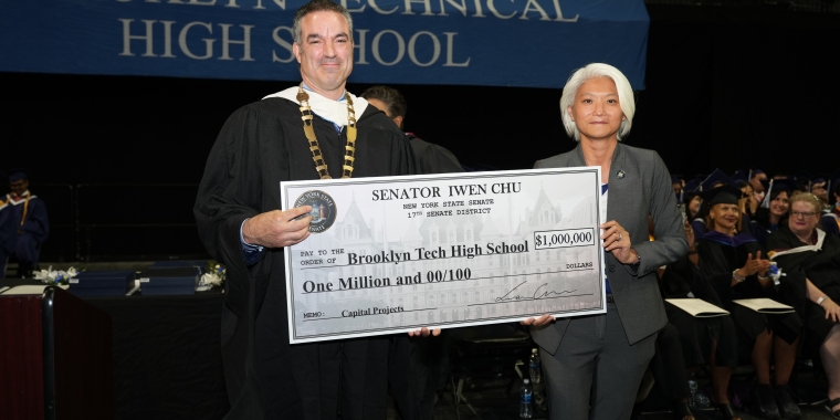 Senator Chu presents funding check