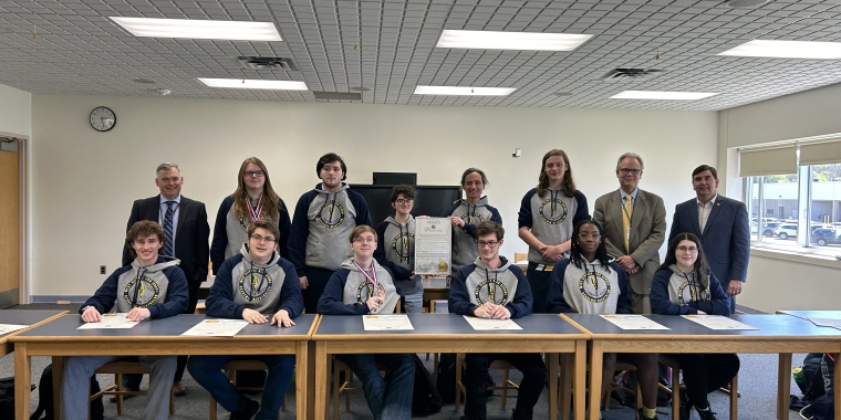 Senator John W. Mannion presents a NYS Senate Proclamation