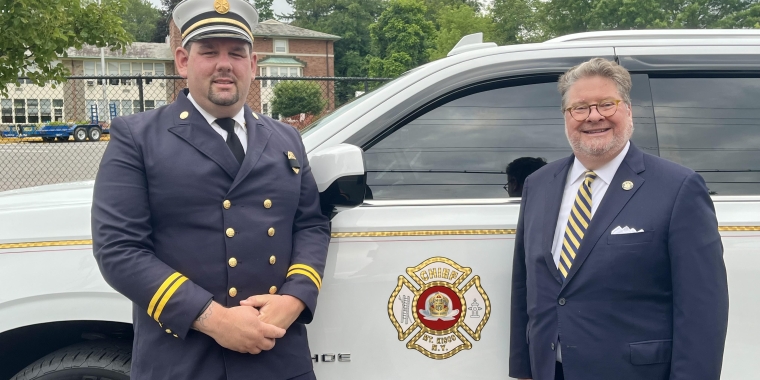 Sen. Harckham with Mt. Kisco FD Chief