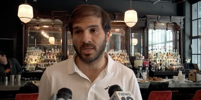 Senator Andrew Gounardes speaks to press about New York's new direct-to-consumer liquor law.