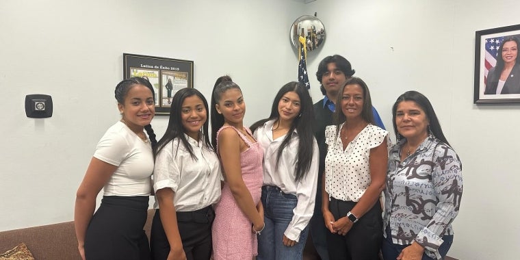 Photo: Members of the Teatro Yerbabruja theater company meet with New York State Senator Monica R. Martinez, who secured a grant to support the organization’s summer art and theater education programs.