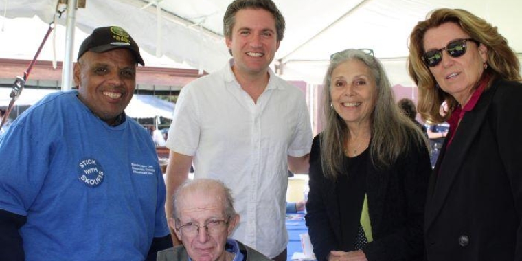 Senator James Skoufis (center, white shirt) at the Chester Senior Picnic.