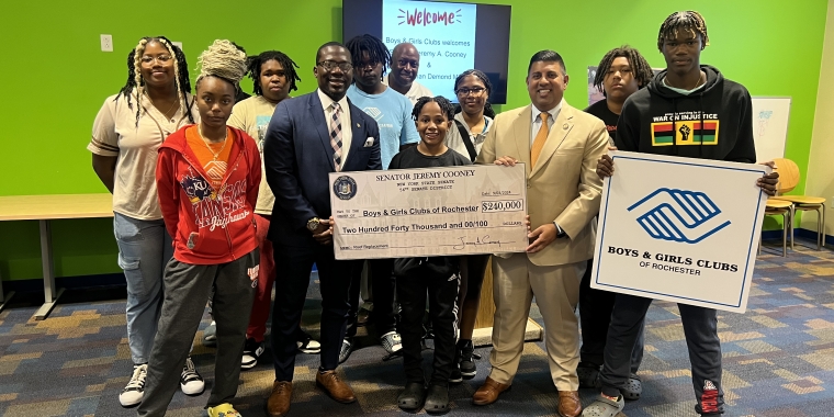 Senator Cooney with members of Boys & Girls Clubs of Rochester