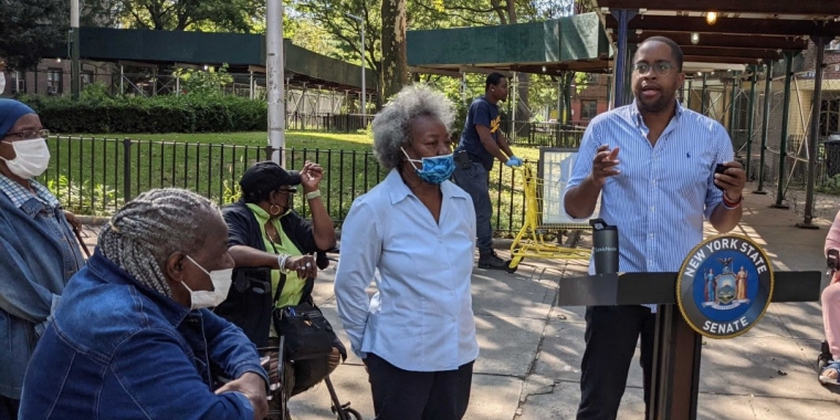 Senator Myrie at a NYCHA Press Conference