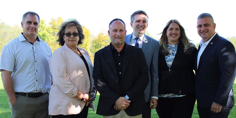 Councilman Steve Moreau, Councilwoman Slyvia Santiago, Town Supervisor Stephen Bedetti, Senator James Skoufis, Councilwoman Eve Lincoln and Councilman Charles Broe celebrate allocated funds coming to New Windsor for water recreation amenities.