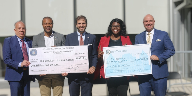 Senator Andrew Gounardes celebrates $2 million in state funding for the Brooklyn Hospital Center.