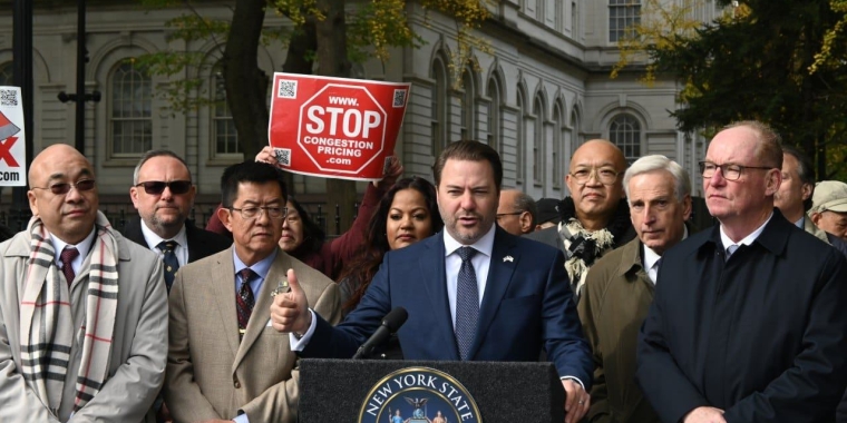 Senate Republican Leader Ortt with Senator-Elect Steve Chan and Senator Rob Rolison and community activists