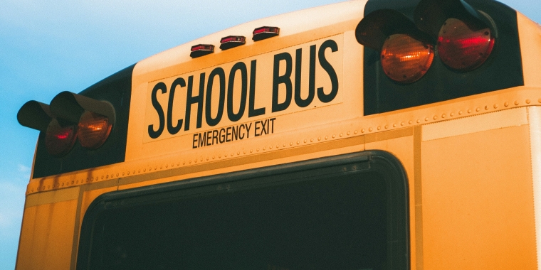 Photo of the back of a school bus.