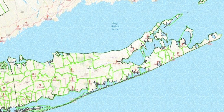 Hand Drawn Map Illustration Map of Long Island with School District Boundaries