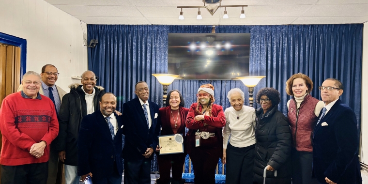 Senator Fahy with the Garland family; owners of the Garland Brothers Funeral Home in Albany, New York.