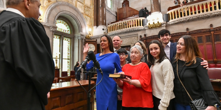 Photo Image of New York State Senator Monica R. Martinez Being Sworn-in on January 8, 2025 in Albany, New York.