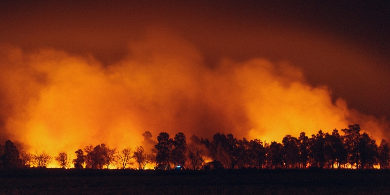 Photo image of actively burning wildfire. 