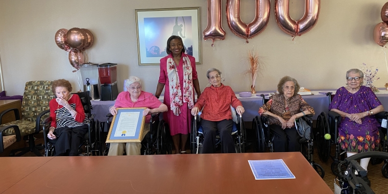 Majority Leader Stewart-Cousins joined in celebrating the extraordinary lives of five centenarians at Cabrini of Westchester in Dobbs Ferry