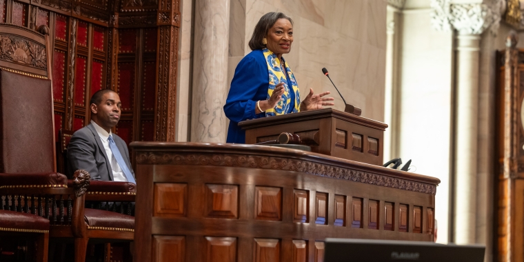 Majority Leader Stewart-Cousins addresses the Senate