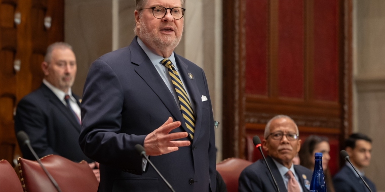 State Sen. Pete Harckham on Senate floor