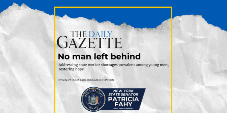 Graphic with newspaper rip, Daily Gazette logo, and title of op-ed.