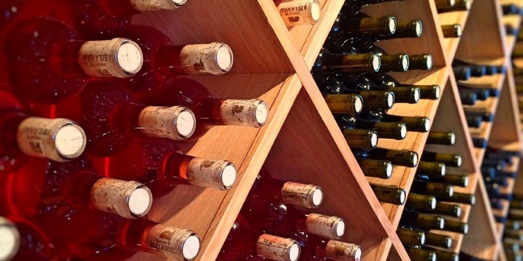wines on shelves