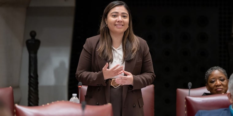 Senator Kristen Gonzalez on the Senate Floor