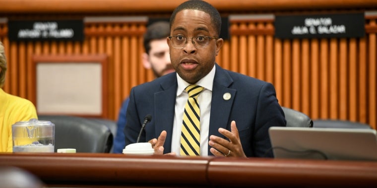 Myrie_Bloomberg Gov Senator Myrie in the Senate Chamber