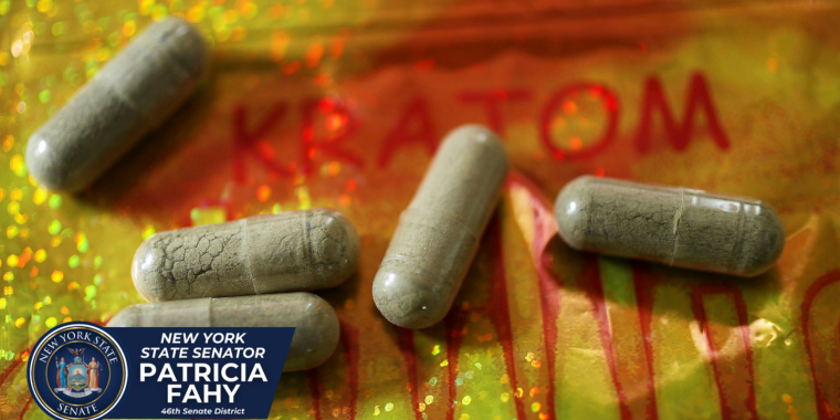 Kratom pills and packaging