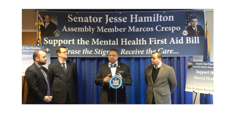 (L-R) NYC Councilman Corey Johnson, NYC Councilman Andrew Cohen, NYS Senator Jesse Hamilton, NYS Assemblyman Marcos A. Crespo