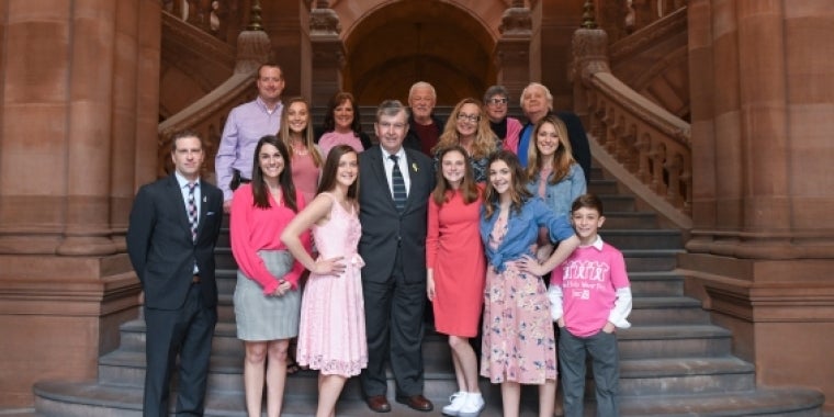 The founders of the Real Kids Wear Pink Campaign with their families and friends on the Million Dollar Staircase The founders of the Real Kids Wear Pink Campaign with their families and friends on the Million Dollar Staircase